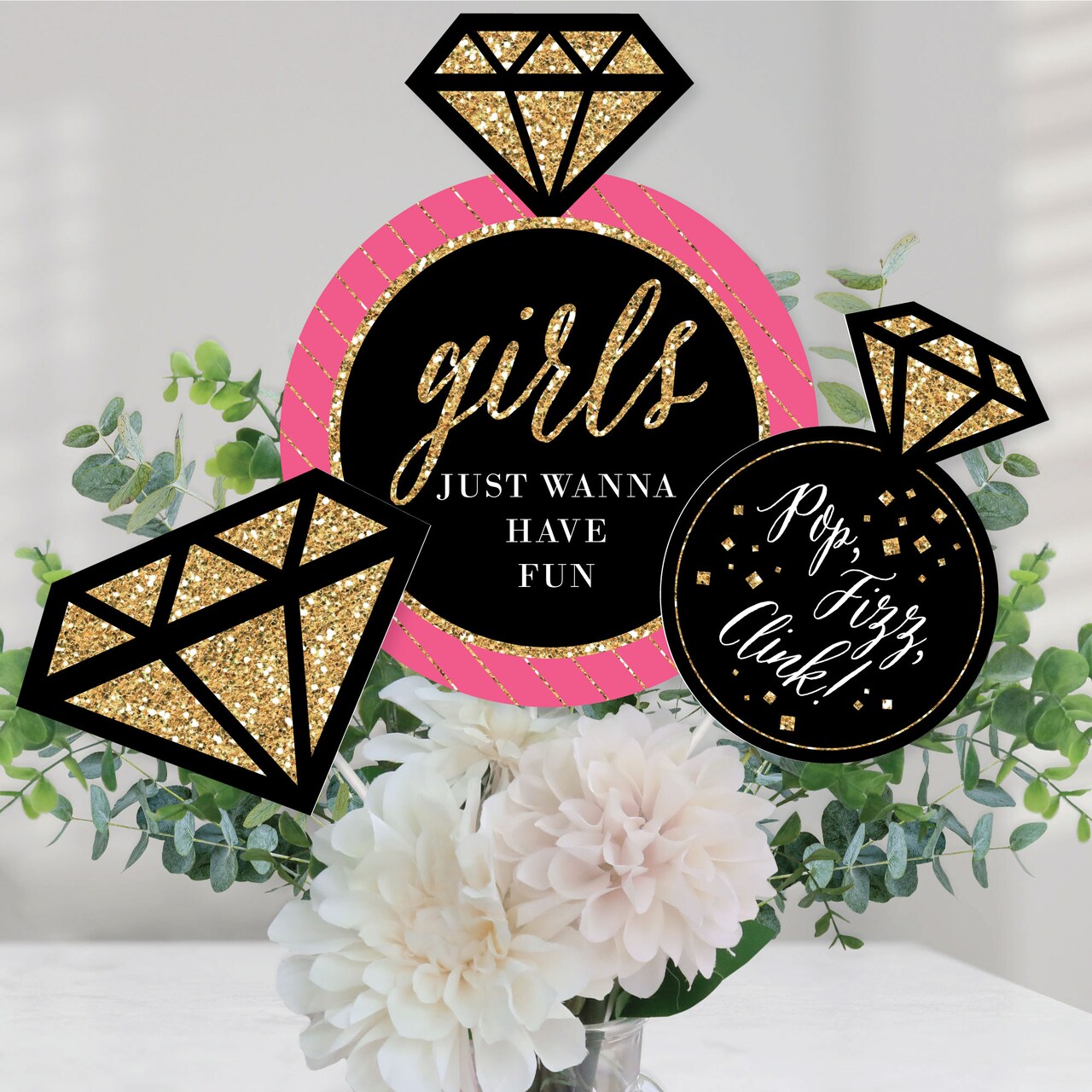 Big Dot of Happiness Girls Night Out - Bachelorette Party Centerpiece Sticks - Table Toppers - Set of 15